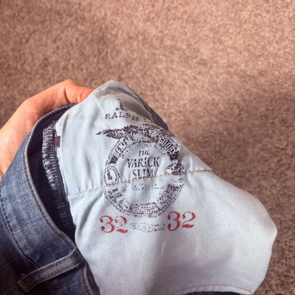 Polo‎ Ralph Lauren Varick Slim Straight Jeans Mens 32x32 Blue Distressed